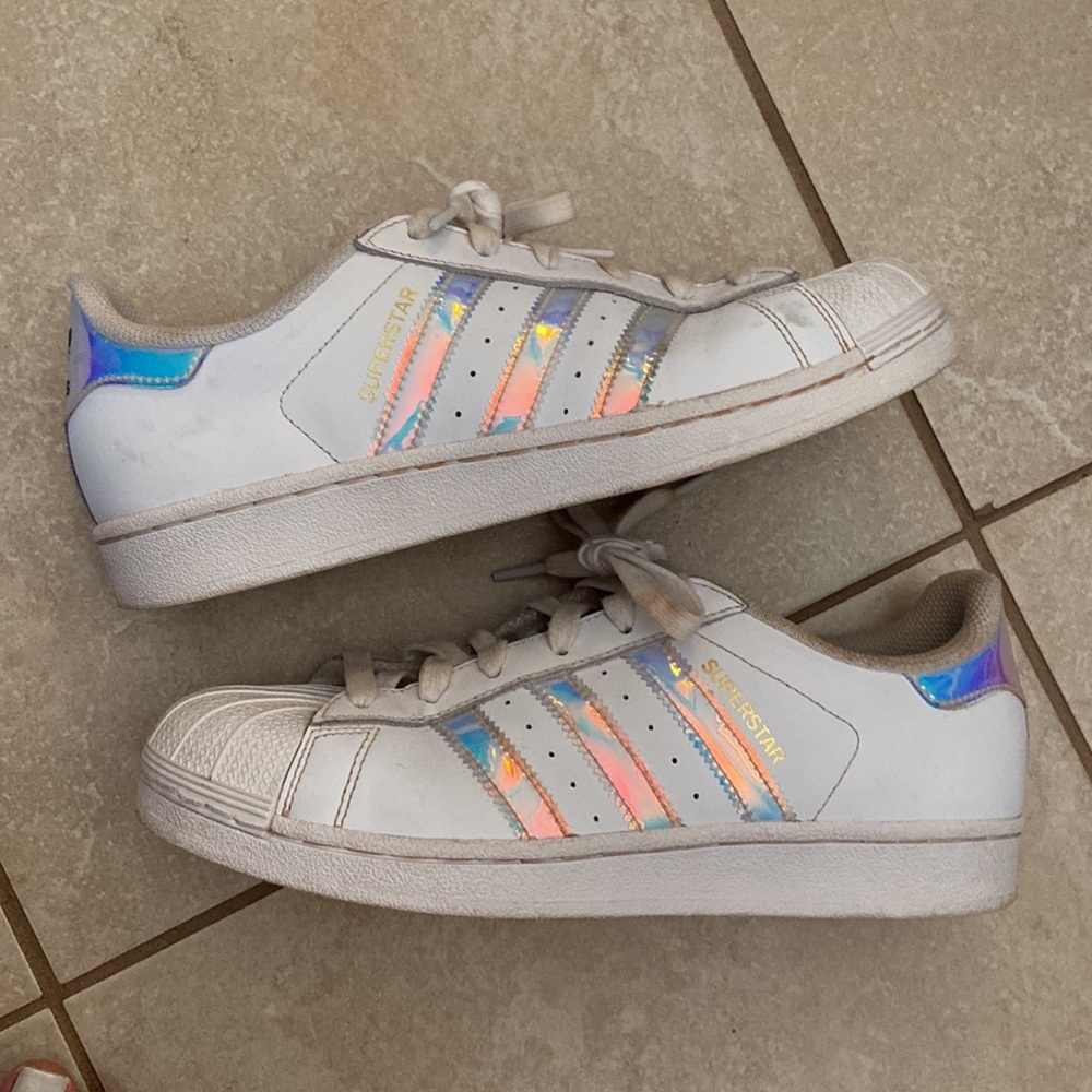 Women’s Adidas Superstar Sneakers in White / Iridescent Holographic